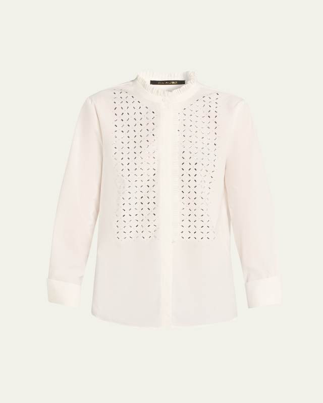 Mick Embellished Ruffle-Trim Blous
